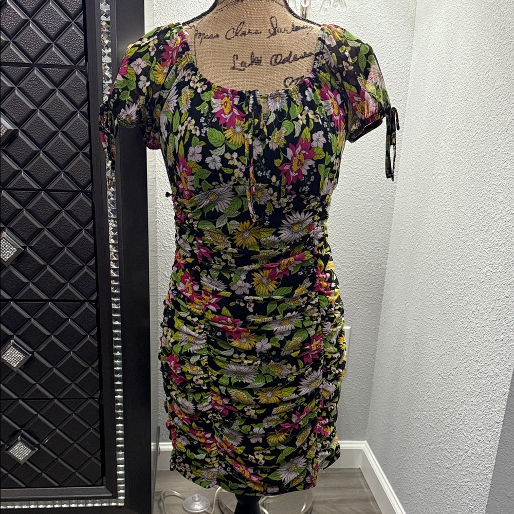 Ultra Flirt Black Floral Mini Dress